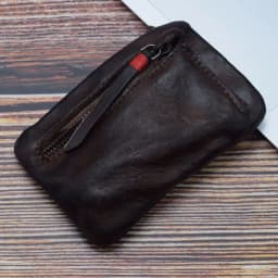 Genuine Leather Coin Purse Men Vintage Original Leather Handmade Small Mini Wallet Card Holder Money Bag Women Zip Change Purses