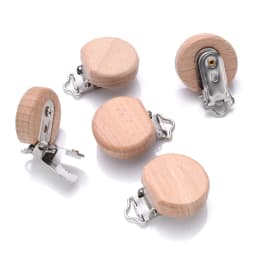 20Pcs/Lot Wooden Pacifier Clip Beech Pacifier Clips Chewable Teething Diy Dummy Clip Chains Baby Teether Nursing Accessories