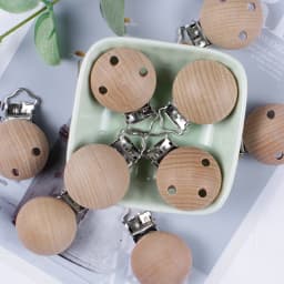 20Pcs/Lot Wooden Pacifier Clip Beech Pacifier Clips Chewable Teething Diy Dummy Clip Chains Baby Teether Nursing Accessories