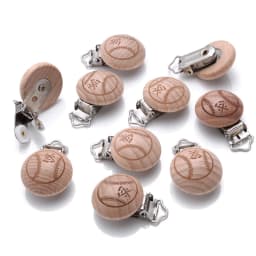 20Pcs/Lot Wooden Pacifier Clip Beech Pacifier Clips Chewable Teething Diy Dummy Clip Chains Baby Teether Nursing Accessories