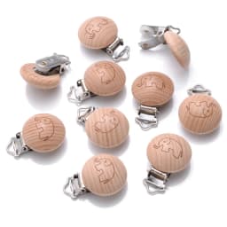 20Pcs/Lot Wooden Pacifier Clip Beech Pacifier Clips Chewable Teething Diy Dummy Clip Chains Baby Teether Nursing Accessories