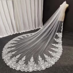 Customized Real Photos Long Lace Bridal Veil with Comb 3m/3.5m/4m Single Layer Cathedral White/Ivory Wedding Veil Bride Veil