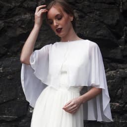 Women Wedding Bolero Soft Lightweight Chiffon Bridal Shawl High Low Formal Shrug Elegant Evening Capes for Lady with Button