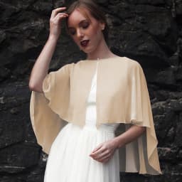 Women Wedding Bolero Soft Lightweight Chiffon Bridal Shawl High Low Formal Shrug Elegant Evening Capes for Lady with Button