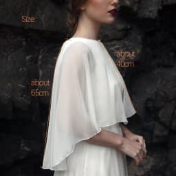 Women Wedding Bolero Soft Lightweight Chiffon Bridal Shawl High Low Formal Shrug Elegant Evening Capes for Lady with Button