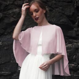 Women Wedding Bolero Soft Lightweight Chiffon Bridal Shawl High Low Formal Shrug Elegant Evening Capes for Lady with Button