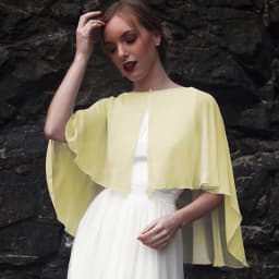 Women Wedding Bolero Soft Lightweight Chiffon Bridal Shawl High Low Formal Shrug Elegant Evening Capes for Lady with Button