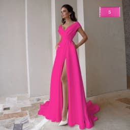 Customized Modest V-Neck Civil Wedding Dress With Slit For Women Simple Cap Sleeve Sweep Train A Line Bridal Gown Pockets Custom