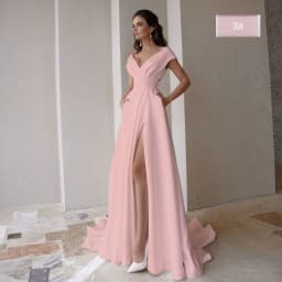 Customized Modest V-Neck Civil Wedding Dress With Slit For Women Simple Cap Sleeve Sweep Train A Line Bridal Gown Pockets Custom