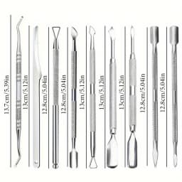 Multicolor Double-ended Stainless Steel Cuticle Pusher Dead Skin Push Remover For Pedicure Manicure Nail Art Cleaner Care Tools