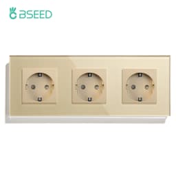 BSEED EU Wall Sockets Single Power Outlet Double Glass Frame USB Type-C Charge Ports Triple Socket Plugs Kids Protection 16A