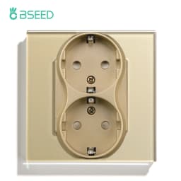BSEED EU Wall Sockets Single Power Outlet Double Glass Frame USB Type-C Charge Ports Triple Socket Plugs Kids Protection 16A