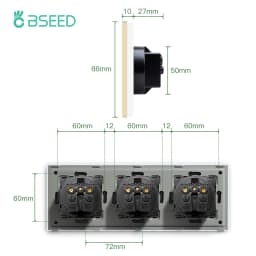 BSEED EU Wall Sockets Single Power Outlet Double Glass Frame USB Type-C Charge Ports Triple Socket Plugs Kids Protection 16A
