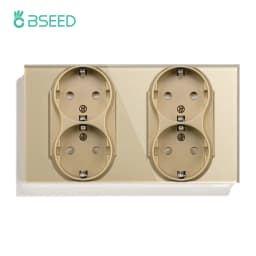 BSEED EU Wall Sockets Single Power Outlet Double Glass Frame USB Type-C Charge Ports Triple Socket Plugs Kids Protection 16A