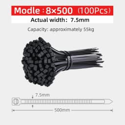 100Pcs 8 Series Width 7.5MM 200/250/300/350 Nylon Ties Cable Plastic Wire Fixed Strap White/Black Self-Locking StrongTensile