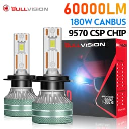 K5C H7 LED 60000LM Headlight Canbus For Car H3 H1 H4 H11 9012 HIR2 H8 H9 9005 9006 High Power 180W 9570 CSP 12V Replacement 2PC