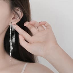 XIYANIKE Silver Color Light Luxury Long Tassel Hoop Earrings Female Temperament Love Heart Gorgeous Handmade Jewelry Gift