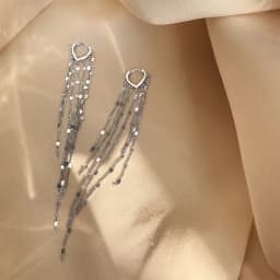 XIYANIKE Silver Color Light Luxury Long Tassel Hoop Earrings Female Temperament Love Heart Gorgeous Handmade Jewelry Gift