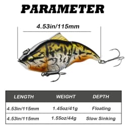 JOHNCOO 115mm Vibration SW Floating Fishing Lure Lipless Crankbaits Sinking Hard Lure Artificial VIB Bait Bass Fishing Lures