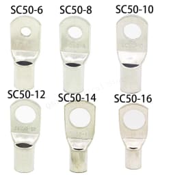 10PCS/5PCS SC50-6 50-8 50-10 50-12 Copper Cable Lug Kit Bolt Hole Tinned Cable lugs Battery Terminals copper nose Wire connector