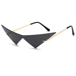 OEC CPO Oversized Cat Eye Rimless Sunglasses Women Fashion One Piece Lens Sun Glasses Female Trend Triangle Eyewear Men UV400