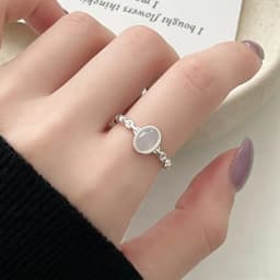 925 Sterling Silver Rings For Women Blue Moonstone Adjustable Engagement Wedding Ring Luxury Birthday Party Jewelry Gift