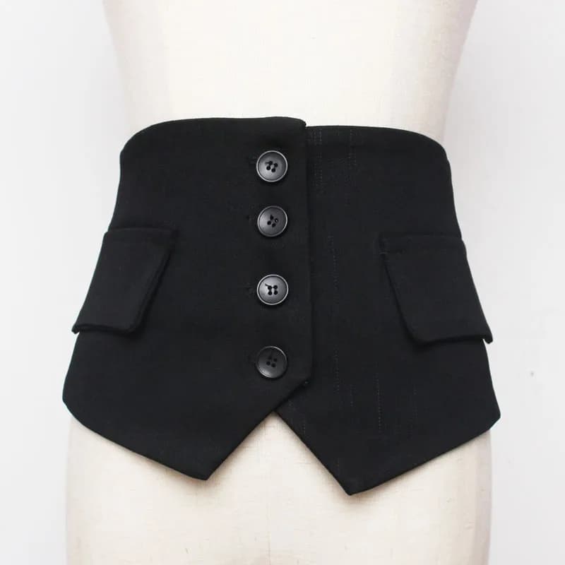 Japanese Style Cummerbunds Fashion Button Elastic Cloth Girdle Female Decorative Shirt Wide Waist Belts for Women Waistband