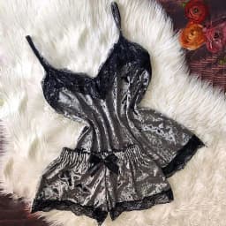 Summer Pyjamas Women Velvet Bow Sleepwear Sleeveless Strap Nightwear Lace Trim Cami Top Pajama Sets Femme Sexy Lingerie