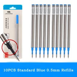 10PCS Set Ballpoint Pen Refill JINHAO Standard Black and Blue Ink Rollerball Pen Refill 0.5MM 0.7MM Office School Accessories