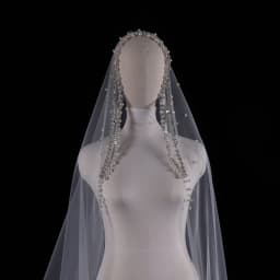 Vintage High Quality Pearls With Rhinestone White Ivory Colour Bride Veils Wedding Headdress Belos Arabes المرأة الحجاب