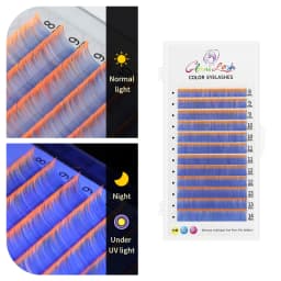 GLAMLASH Gradient Red Green Blue Purple Color Eyelash Extension Individual Faux Mink Ombre False Eye Colored Lashes Makeup Tool