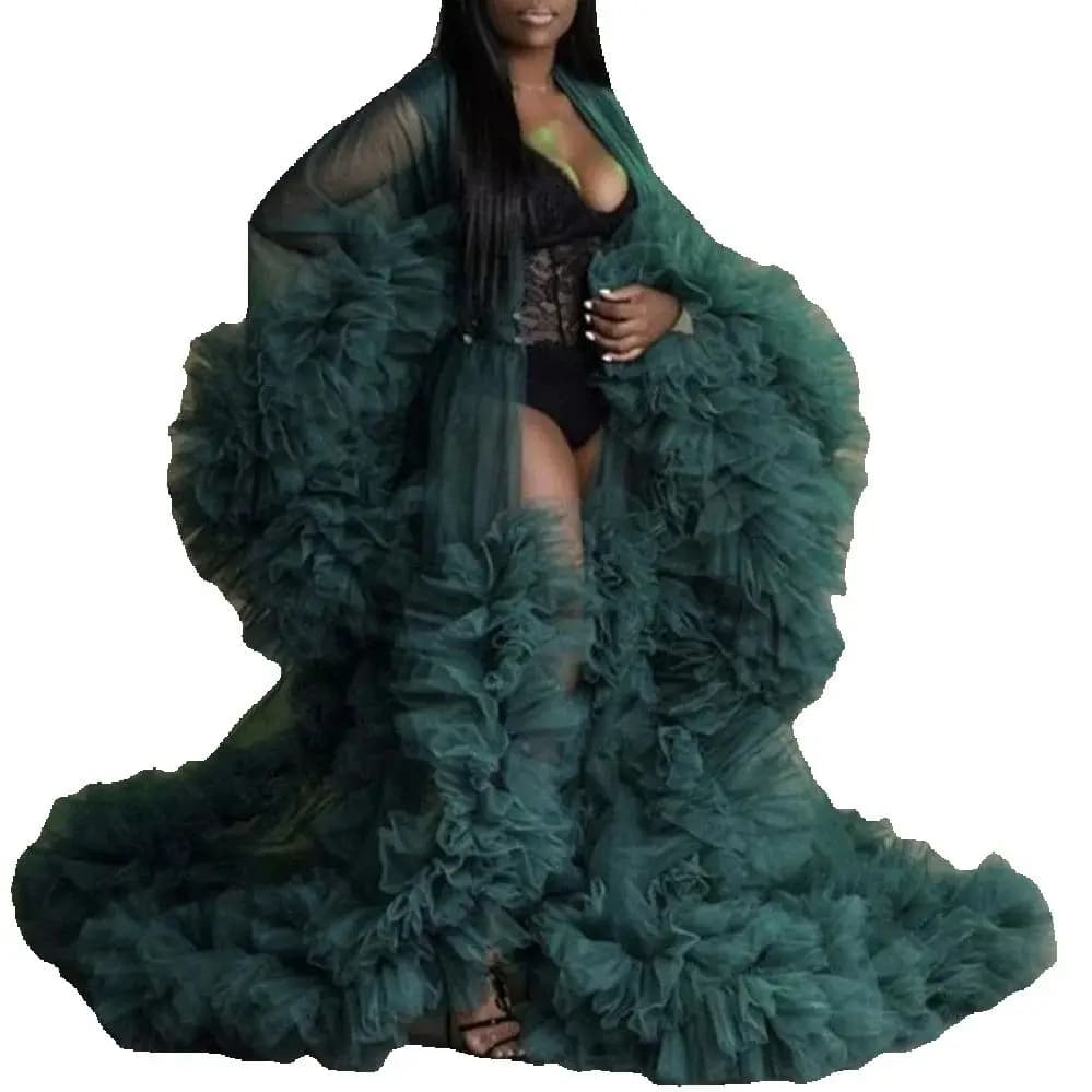 Sexy Maternity Star Dresses See Thru Birdal Tulle Robes Customized Color For Photo Shoot Or Baby Shower Plus Size Bathrobe Gowns