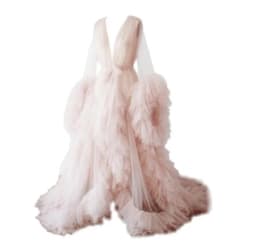 Sexy Maternity Star Dresses See Thru Birdal Tulle Robes Customized Color For Photo Shoot Or Baby Shower Plus Size Bathrobe Gowns