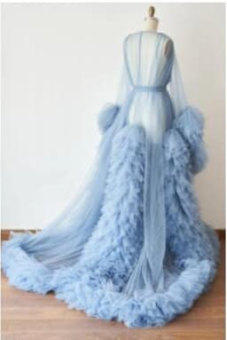 Sexy Maternity Star Dresses See Thru Birdal Tulle Robes Customized Color For Photo Shoot Or Baby Shower Plus Size Bathrobe Gowns