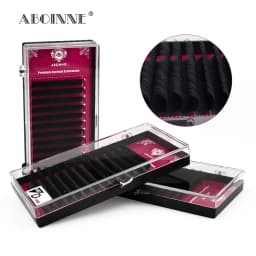 Abonnie B/C/D 12Rows Mink Hair Lashes Extension Matte Black Fluffy Silk Eyelash Extension for Beauty Makeup