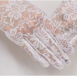 Cheap Wrist Black Red White Ivory Short Lace Bridal Gloves Wedding Accessories Party Lace Gloves in Stock