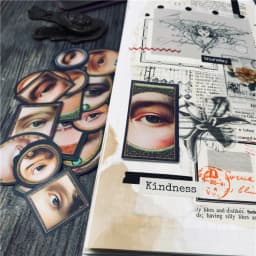 23pcs Retro Oil Painting Eyes Carving Material Stickers Decorative DIY Craft Photo Albums Junk Journal Vintage Girls Sticker