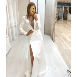 Luxury Beaded Satin Wedding Dresses 2026 Long Sleeves A-Line Backless Side Split Bride Gowns Princess Party Dress Customized