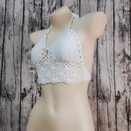 Handmade Crochet Lace Knit Bra Boho Beach Bikini Cami Tank Crop Top Halter