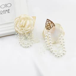 YO CHO Wrist Corsage Wedding Bracelet for Bridesmaid Burgundy Silk Wrist Corsage Bridesmaid Sisters Hand Flowers Men Boutonniere