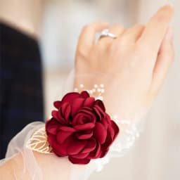 YO CHO Wrist Corsage Wedding Bracelet for Bridesmaid Burgundy Silk Wrist Corsage Bridesmaid Sisters Hand Flowers Men Boutonniere