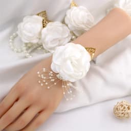 YO CHO Wrist Corsage Wedding Bracelet for Bridesmaid Burgundy Silk Wrist Corsage Bridesmaid Sisters Hand Flowers Men Boutonniere