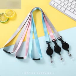 Retractable Lanyard with Badge Reel Neck Strap for ID Card Cellphone Hanging Key Employee's Staff Work Card Rope Strap Fold 46cm