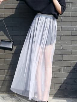 2024 Summer Long Lace Skirt Women Black White Mesh Voile Casual Skirts Low Waist Bohemian Sexy Transparent Maxi Wear