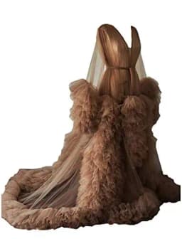 Real Images Maternity Robes Wedding Shawl Pregnant Women Sexy Tulle Bathrobe Dresses Photo Shoot Party Fluffy Baby Shower Gowns