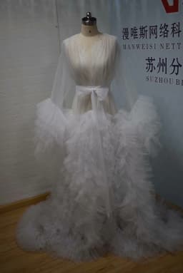 Real Images Maternity Robes Wedding Shawl Pregnant Women Sexy Tulle Bathrobe Dresses Photo Shoot Party Fluffy Baby Shower Gowns