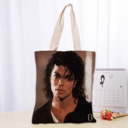 KPOP Michael Jacks Tote Bag Women Canvas Fabric Bags Eco Reusable Shopping Bags Traveling Beach Casual Useful Shoulder Bag 03-18