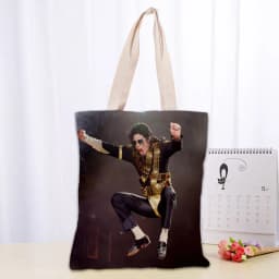 KPOP Michael Jacks Tote Bag Women Canvas Fabric Bags Eco Reusable Shopping Bags Traveling Beach Casual Useful Shoulder Bag 03-18