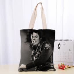 KPOP Michael Jacks Tote Bag Women Canvas Fabric Bags Eco Reusable Shopping Bags Traveling Beach Casual Useful Shoulder Bag 03-18