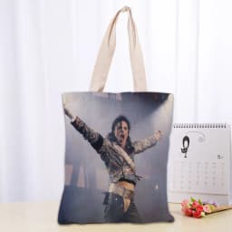 KPOP Michael Jacks Tote Bag Women Canvas Fabric Bags Eco Reusable Shopping Bags Traveling Beach Casual Useful Shoulder Bag 03-18